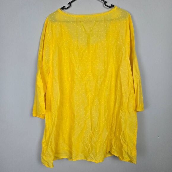 Catherines Womens Embroidered Semi Sheer Tunic Top Sz 2X Yellow Boho Peasant NWT - Picture 2 of 7